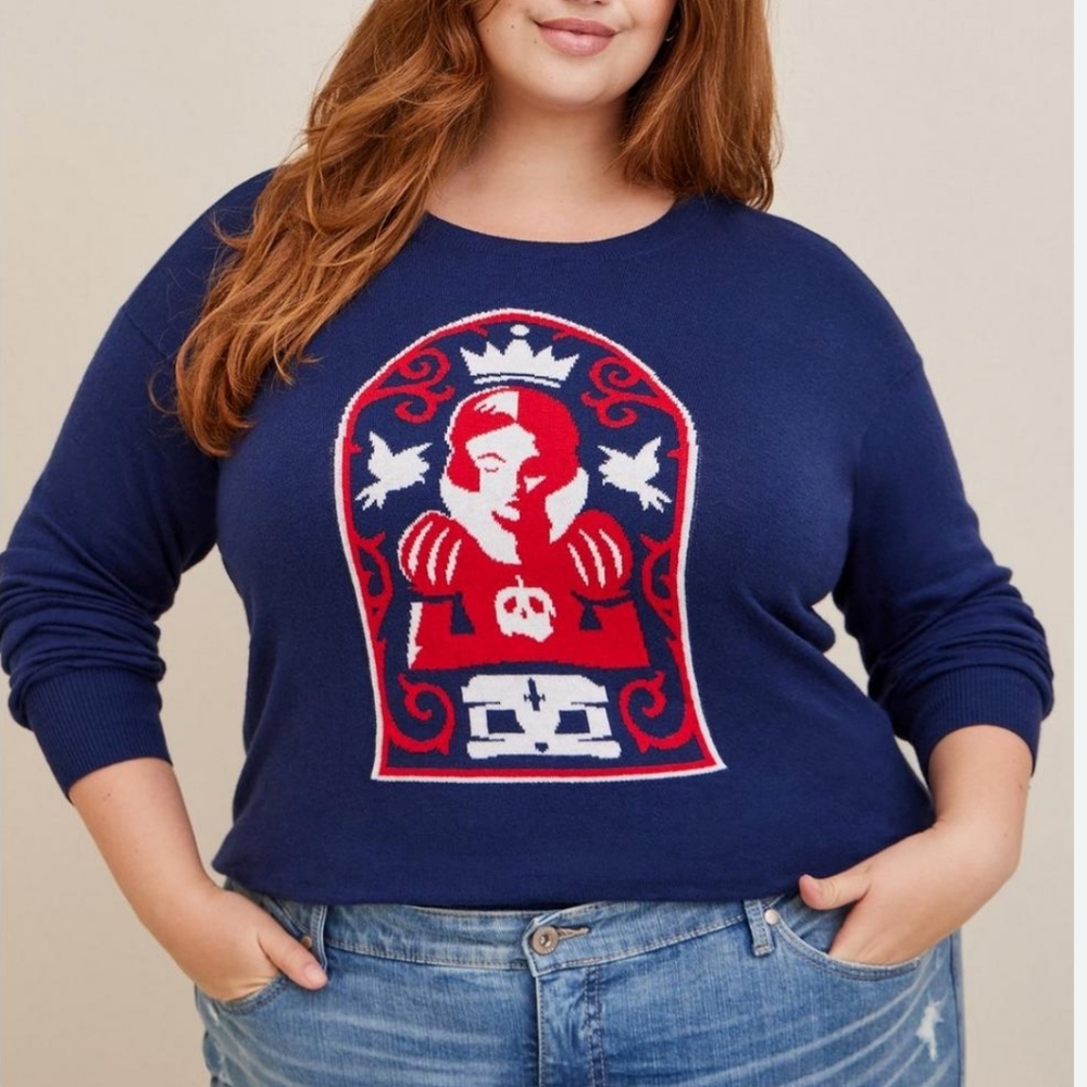 Torrid Blue and Red Graphic Sweater